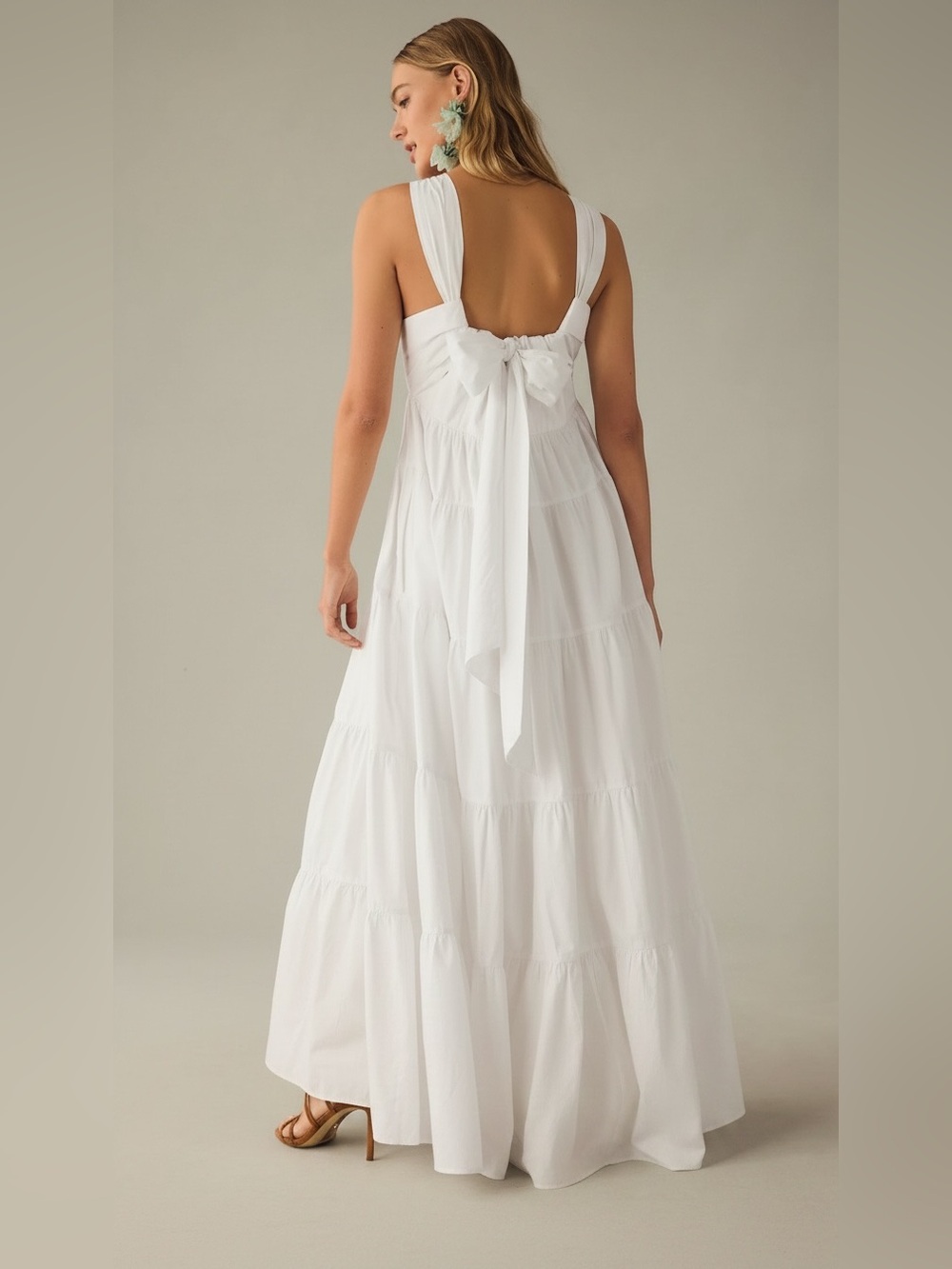 🌻ANTHROPOLGIE FOREVER THAT GIRL HALTER TIERED WHITE MAXI DRESS - Picture 2 of 12